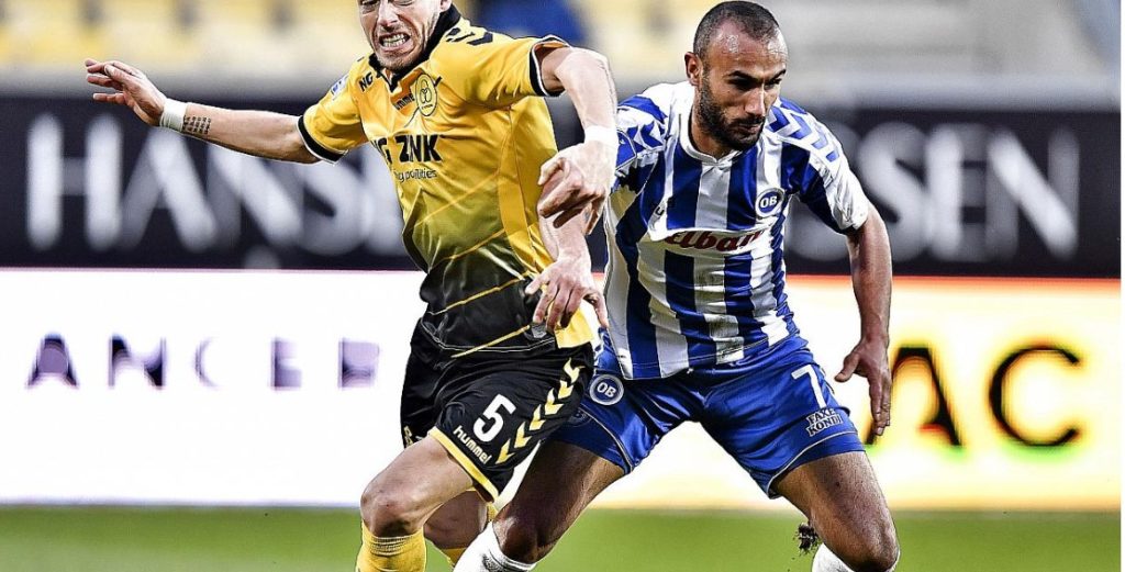 Issam Jebali, le joueur tunisien d'Odense OB face à Horsens (Superliga/DAN)